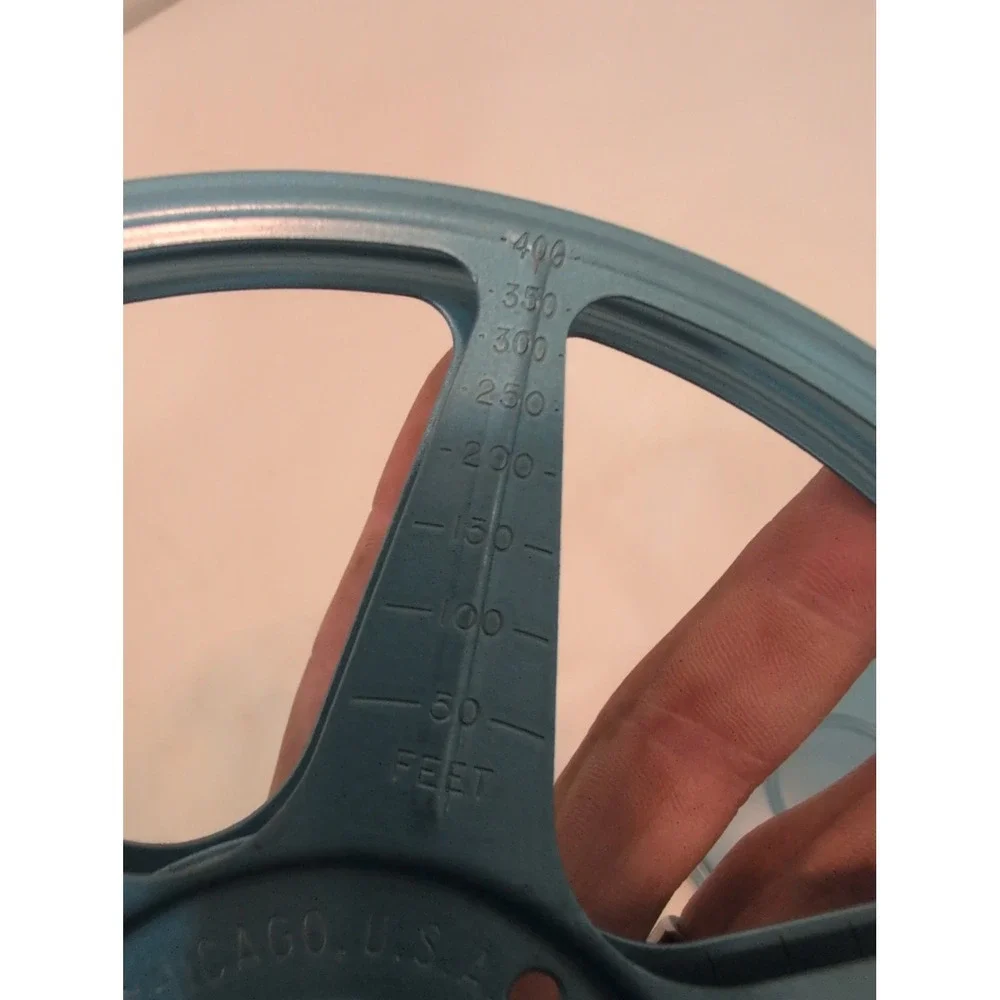 Compco Corp Chicago Blue 400ft 8mm Film Metal Movie Reel With Case Vintage